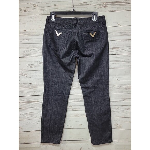 RED VALENTINO Black Straight Denim Jeans Size 27 Tunisia Zipper Ankles Low Rise - Picture 1 of 11